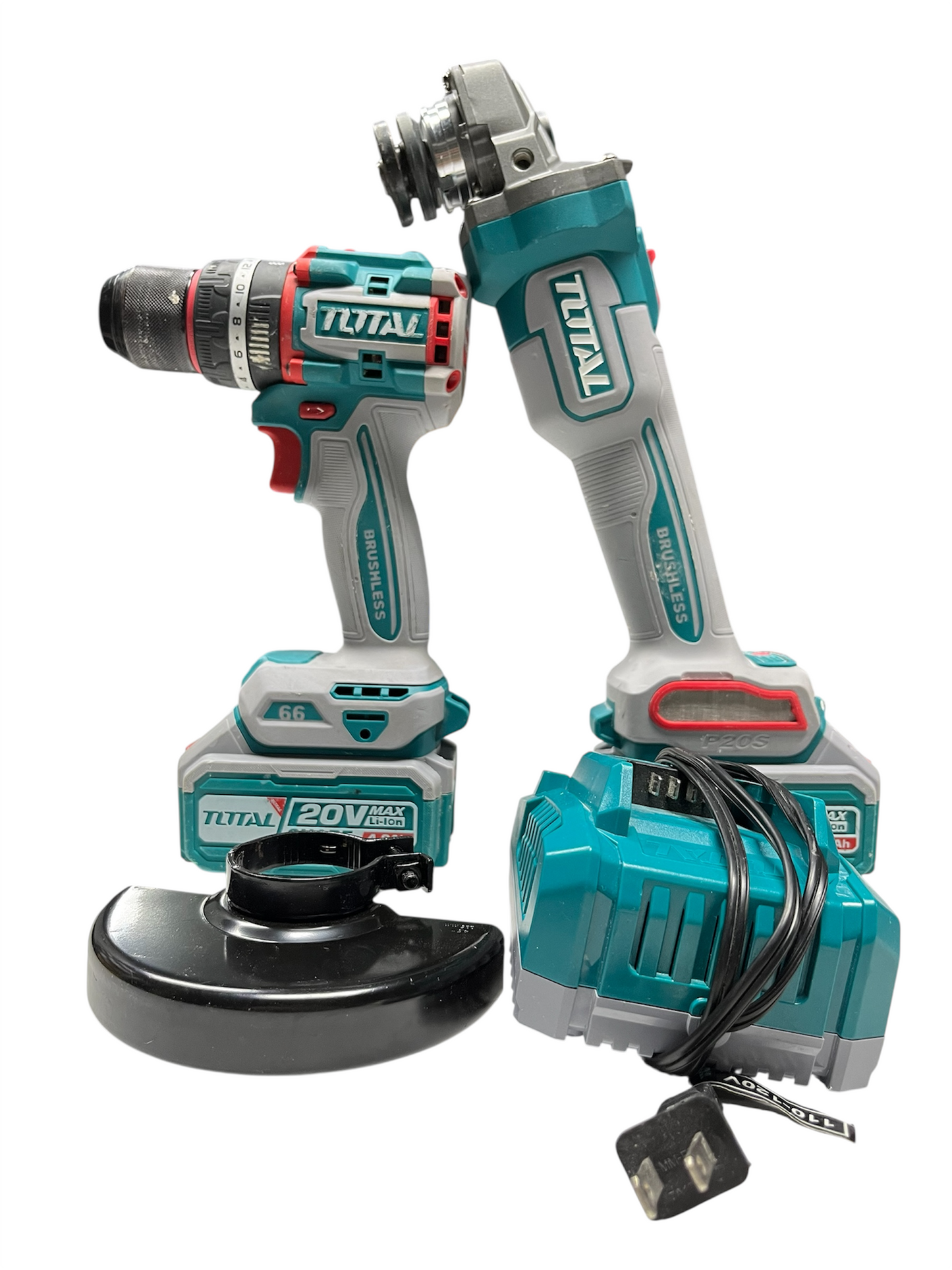 Combo Inalámbrico Total UTCK20273 – Taladro + Esmeril 20V con 2 Baterías y Maletín