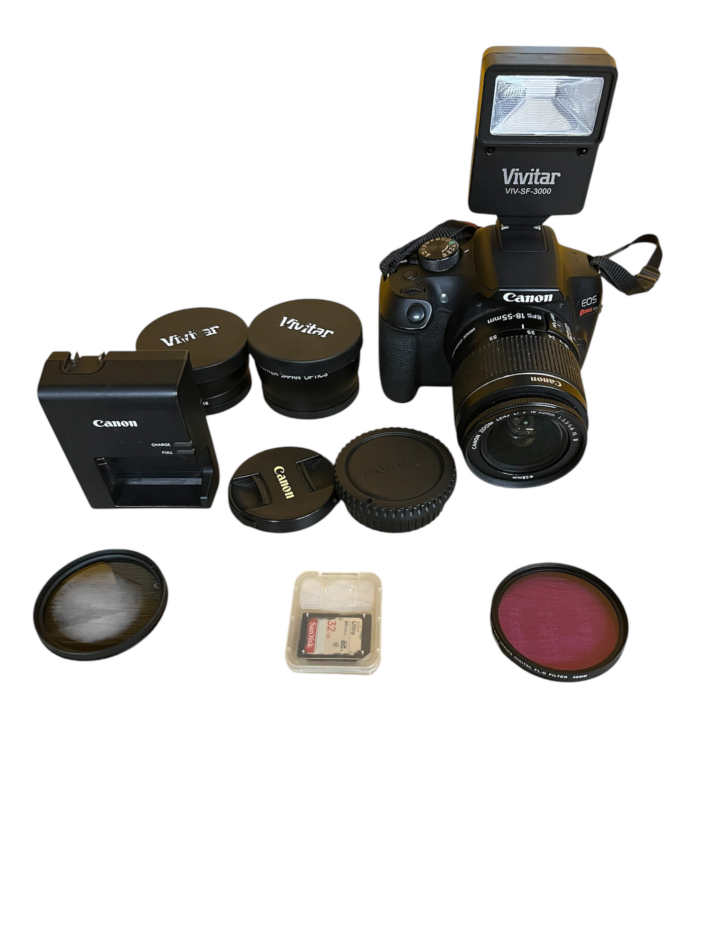 Cámara Profesional Canon Rebel T6 con Lente, Estuche y Accesorios Completos – Fotografía de Alta Calidad